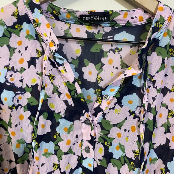 J.Crew Mercantile Drapey Tie-front Dress Long Sleeve Light Pink Floral Sz S - Picture 12 of 14